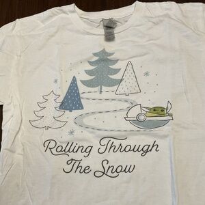 Gildan White T-Shirt with Festive Graphic